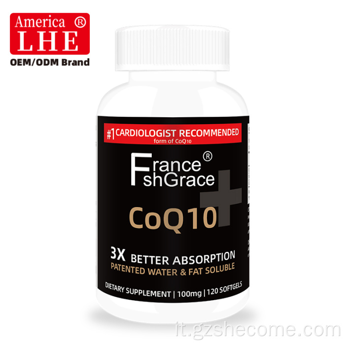 Capsule molli di CoQ10 da 100 mg 3 capsule molli di coq10 con assorbimento migliore